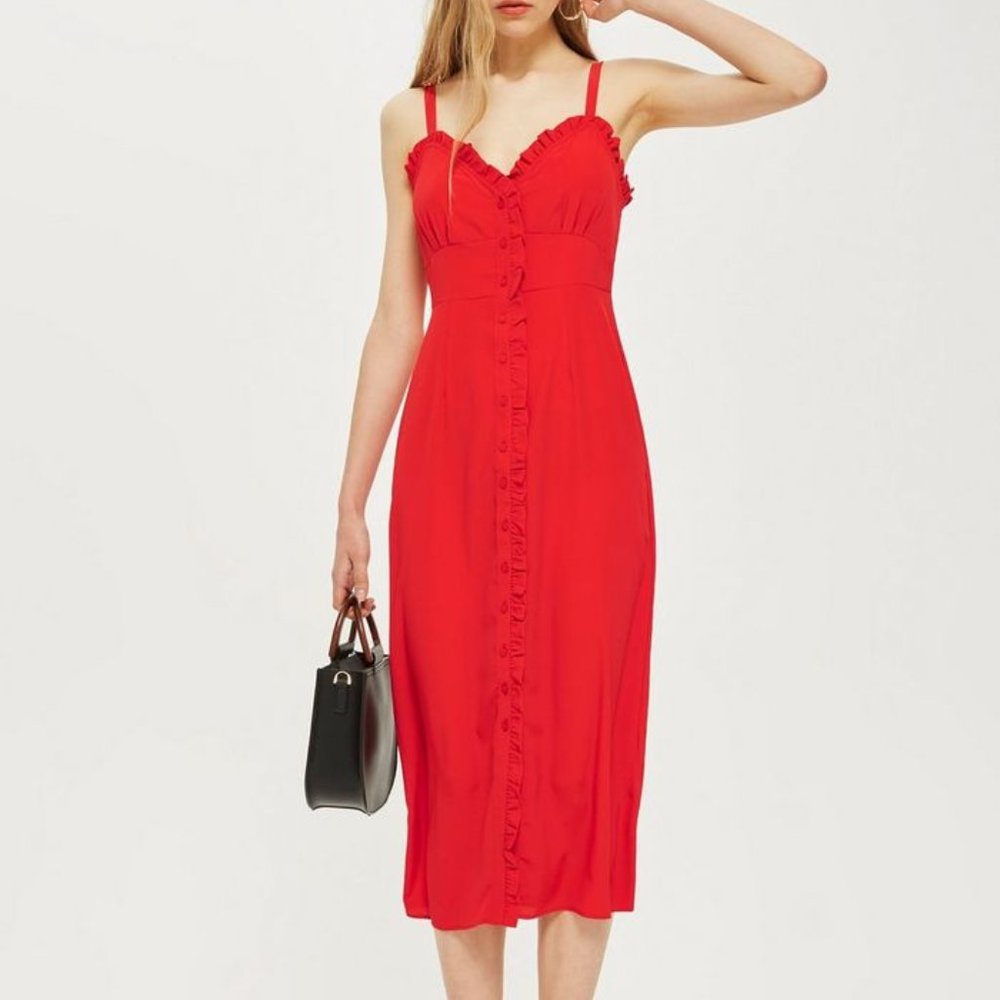 NEW TOPSHOP Ruffle Midi Slip Dress